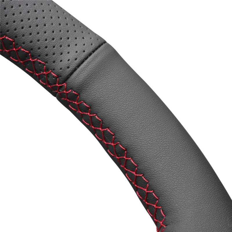 Loncky Car Custom Fit OEM Black Genuine Leather Steering Wheel Cover